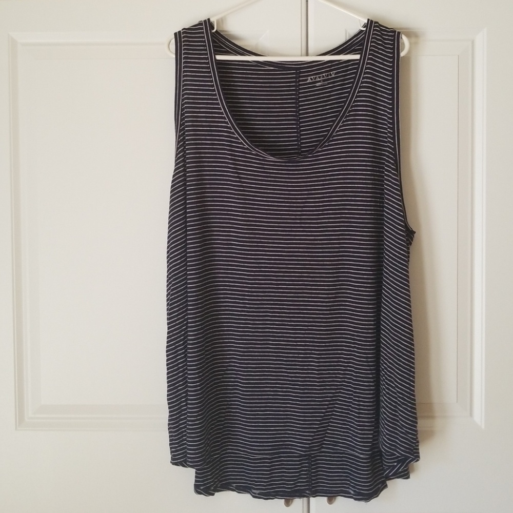 Navy blue & white striped tank top